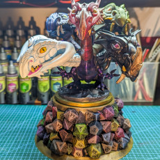 Picture of print of Polychromatic Dragon Dice Holder/ Chibi Head