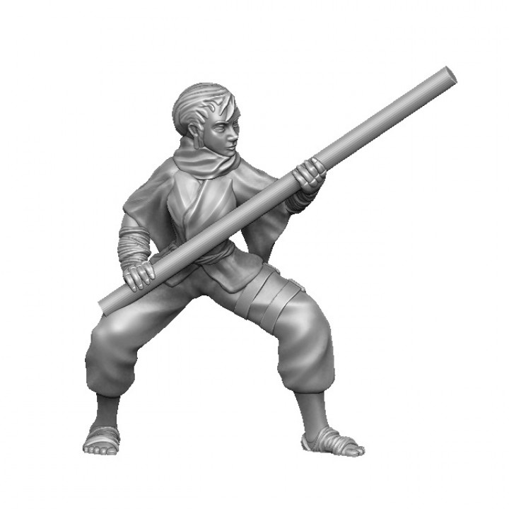 $4.00Female warrior monk with battle staff - supportless model